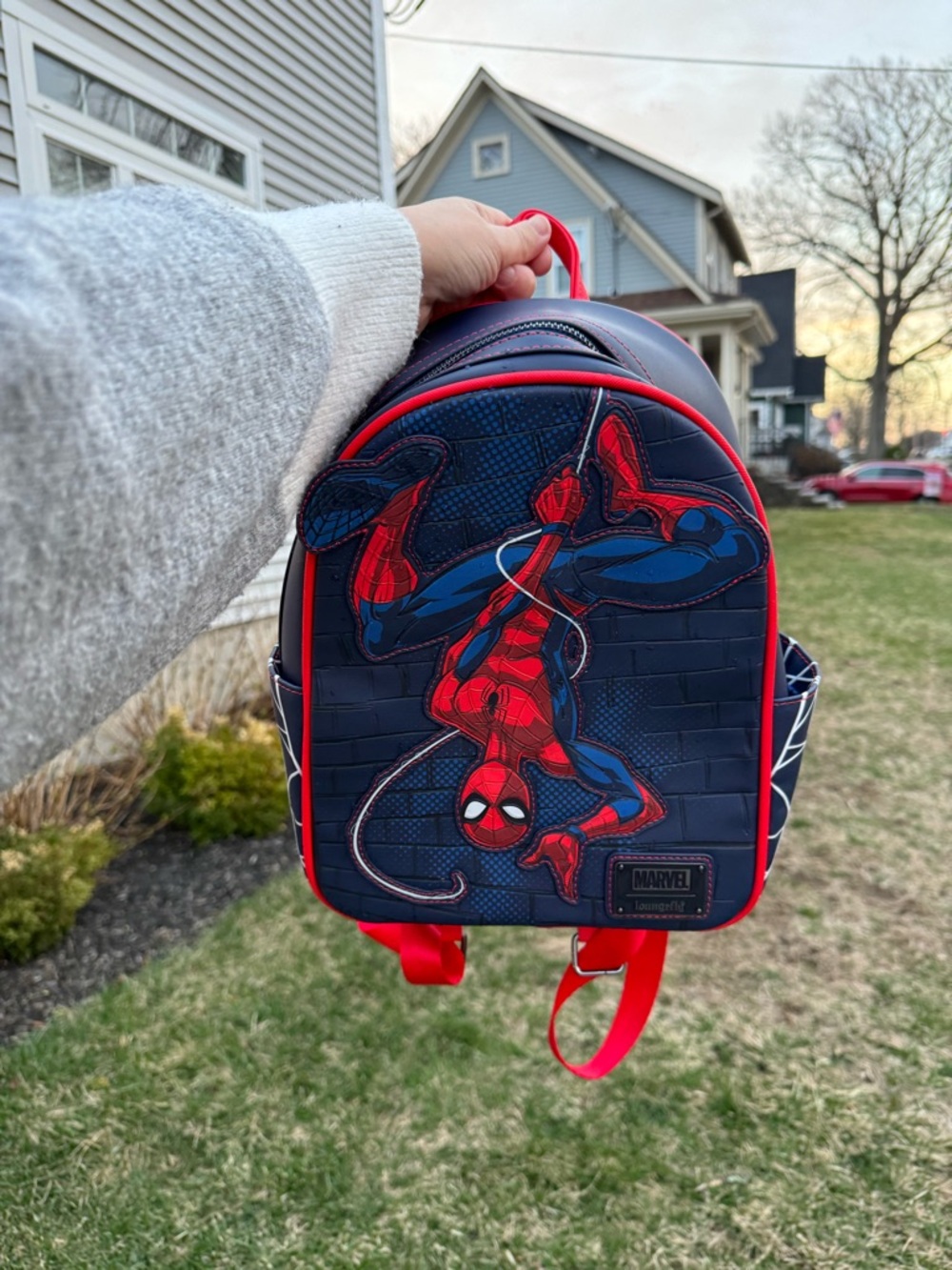 Loungefly Navy and Red Spider-Man Kids Mini Backpack - Picture 6 of 6